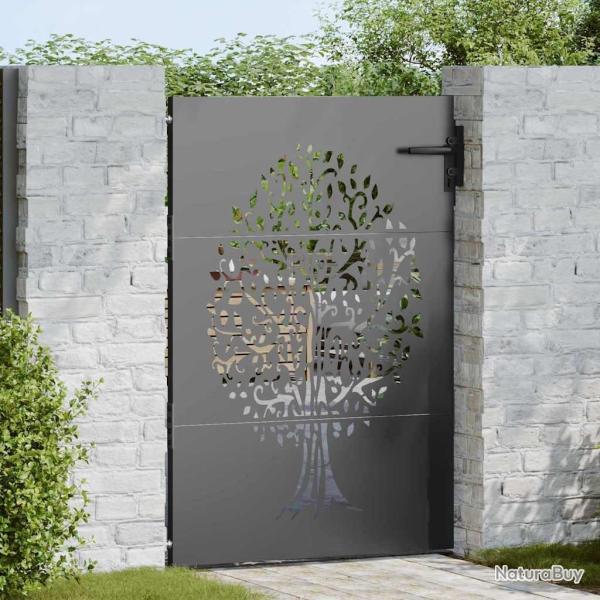 Porte de Jardin Noir 85 x 150 cm Acier peint par poudre