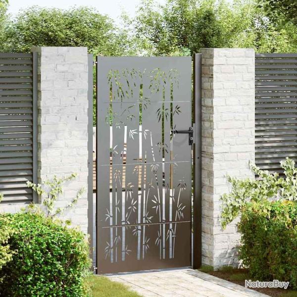 Porte de Jardin Noir 110 x 205 cm Acier enduit de poudre