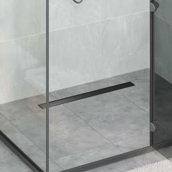 2 en 1 Drain de Douche Noir 80 cm Acier Inox 304