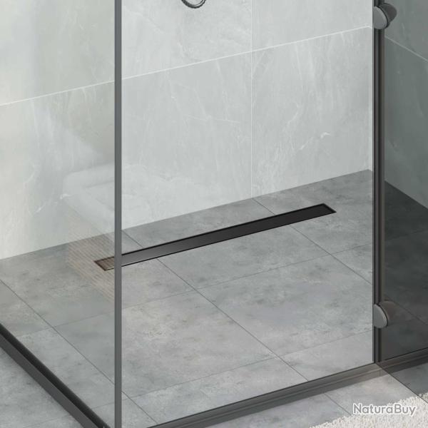 2 en 1 Drain de Douche Noir 70 cm Acier Inox 304