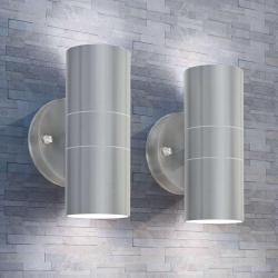 Applique murale LED d'ext&eacute;rieur 2 pcs Acier inoxydable haut bas