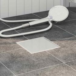 2 en 1 Drain de Douche Argent&eacute; 20 x 20 cm Acier Inox 304