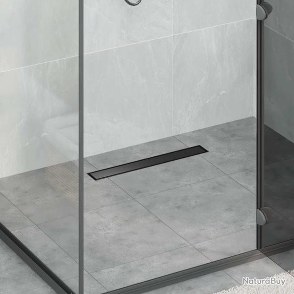 2 en 1 Drain de Douche Noir 50 cm Acier Inox 304