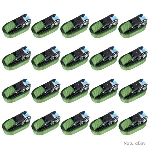 Sangles d'arrimage � cliquet 20 pcs 800 daN 6 m Vert