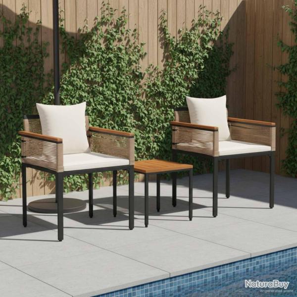 Ensemble de meubles d'ext�rieur Beige et blanc cr�me polyrotin