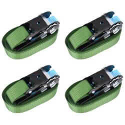 Sangles d'arrimage &agrave; cliquet 4 pcs 800 daN 6 m Vert