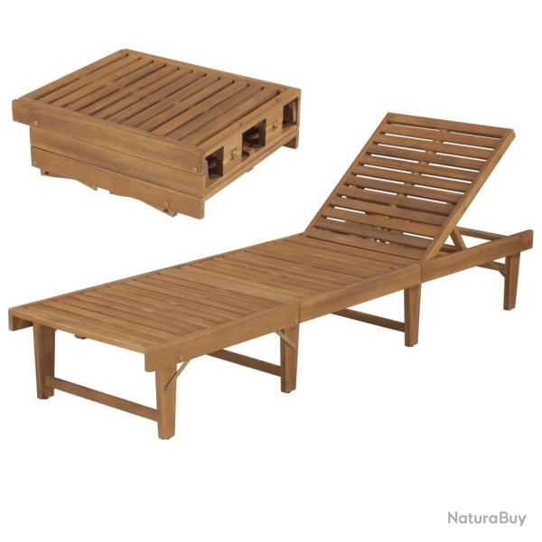 Chaise longue pliable Bois d'acacia solide