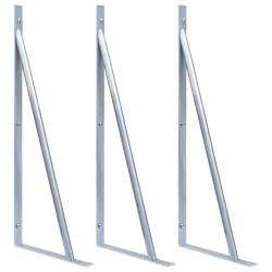 Supports pour poteau de cl&ocirc;ture 3 pcs Acier galvanis&eacute;