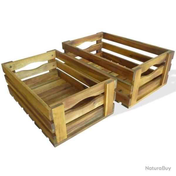 Caisse � pommes 2 pcs Bois d'acacia massif