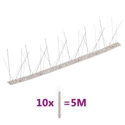 Ensemble de 10 pointes &agrave; 5 rang&eacute;es contre oiseaux Inox 5 m
