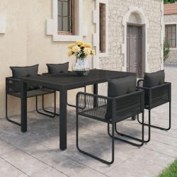 Ensemble &agrave; manger de jardin 5 pcs PVC r&eacute;sine tress&eacute;e noir