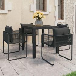 Ensemble &agrave; manger de jardin 5 pcs PVC r&eacute;sine tress&eacute;e noir