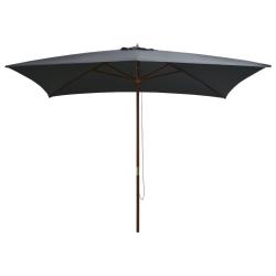 Parasol d'ext&eacute;rieur avec m&acirc;t en bois 200x300 cm anthracite