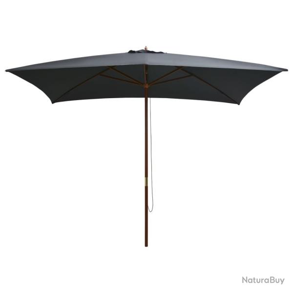Parasol d'ext�rieur avec m�t en bois 200x300 cm anthracite