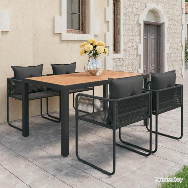 Ensemble � manger de jardin 5pcs PVC r�sine tress�e noir marron