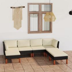 Salon de jardin 7 pcs avec coussins R&eacute;sine tress&eacute;e Noir