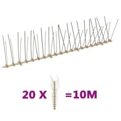 Ensemble de 20 pointes &agrave; 4 rang&eacute;es contre oiseaux Plastique 10m