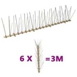 Ensemble de 6 pointes &agrave; 5 rang&eacute;es contre oiseaux Plastique 3 m
