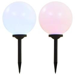 Lampe LED sph&eacute;rique solaire d'ext&eacute;rieur 2 pcs 30 cm RVB