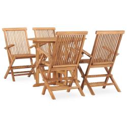 Ensemble &agrave; manger d'ext&eacute;rieur pliable 5 pcs Bois solide de teck