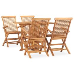 Ensemble &agrave; manger d'ext&eacute;rieur pliable 5 pcs Bois solide de teck