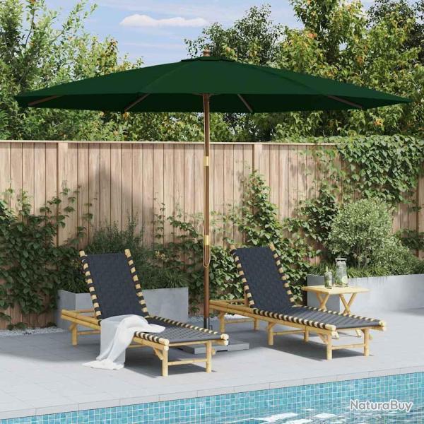 Parasol d'ext�rieur avec m�t en bois 350 cm Vert