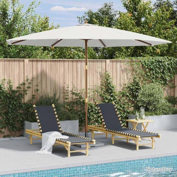 Parasol d'ext�rieur avec m�t en bois 350 cm Blanc sable