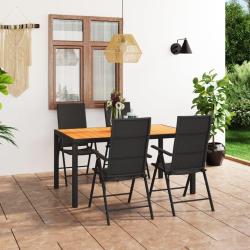 Ensemble &agrave; manger de jardin 5 pcs noir et marron
