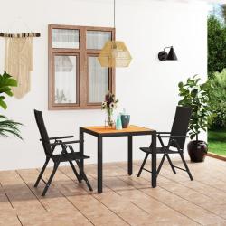 Ensemble &agrave; manger de jardin 3 pcs noir et marron