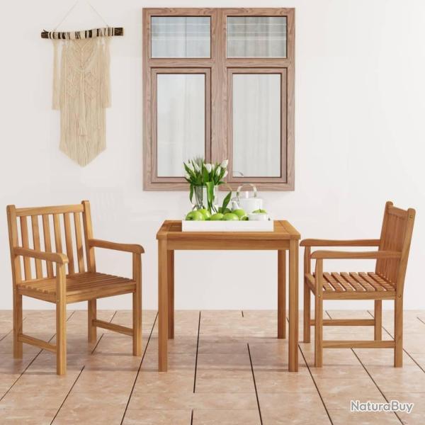 Ensemble de salle � manger de jardin 3 pi�ces 80 x 80 cm en bois de teck massif
