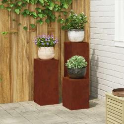 Support de Plante 3 pcs Rouill&eacute; Acier patin&eacute;