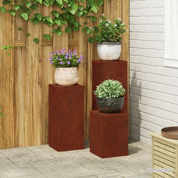 Support de Plante 3 pcs Rouill� Acier patin�
