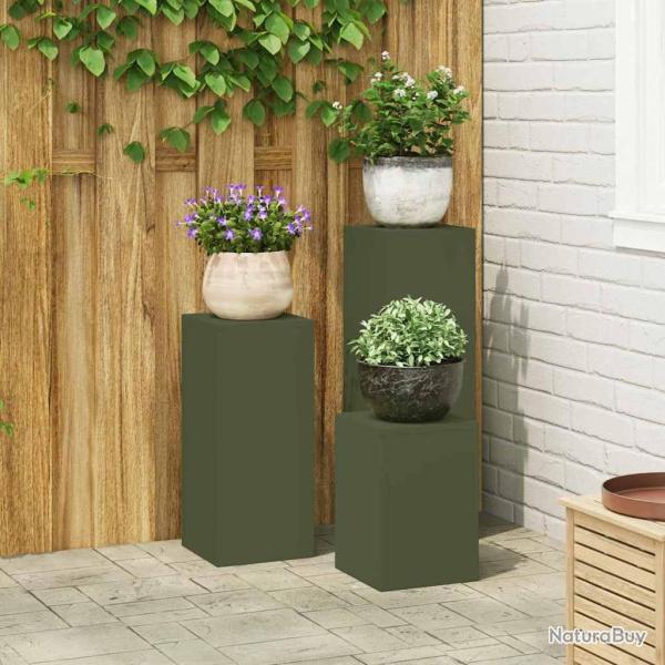 Support de Plante 3 pcs Vert olive Acier