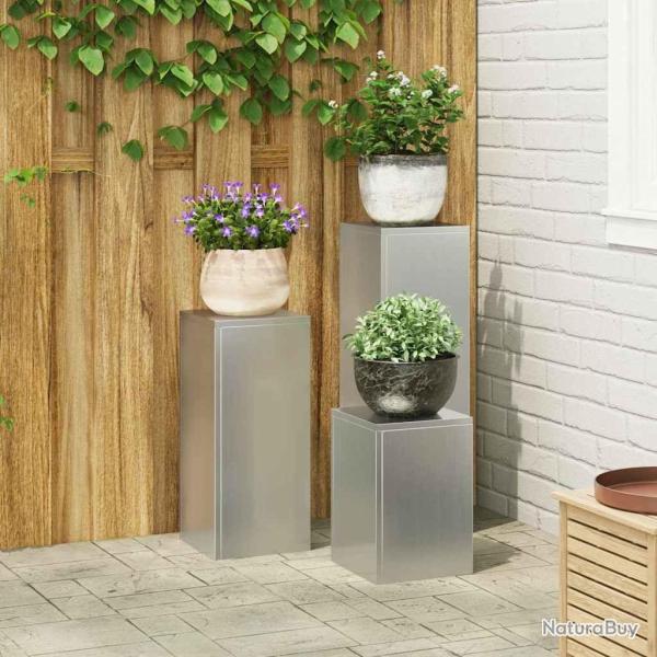 Support de Plante 3 pcs Argent Acier galvanis�