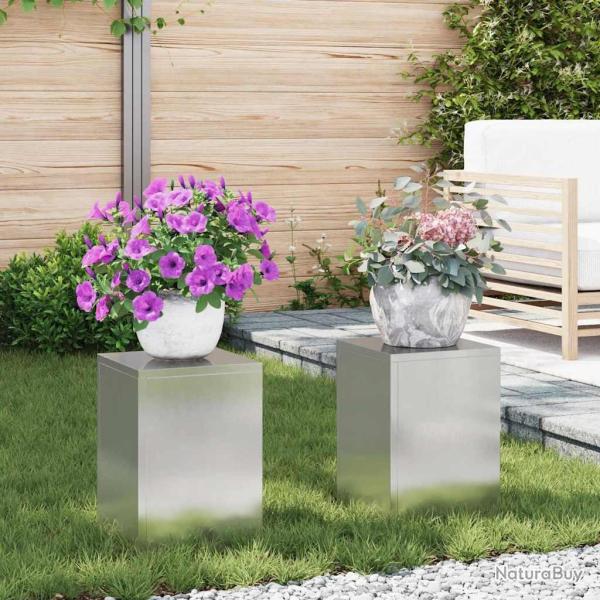 Support de Plante 2 pcs Argent 24 x 24 x 35 cm Acier inoxydable