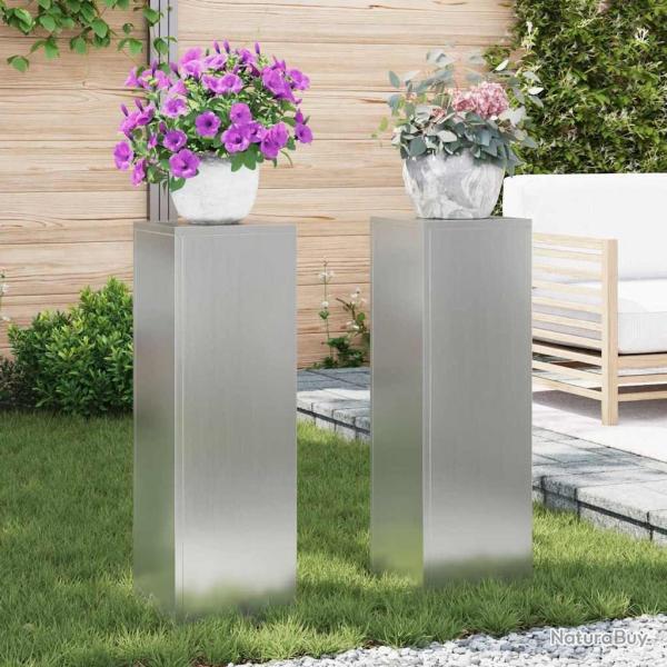 Support de Plante 2 pcs Argent 24 x 24 x 75 cm Acier galvanis�