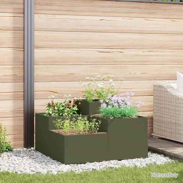 Cache-pot de jardin Vert olive 80 x 80 x 48 cm Acier