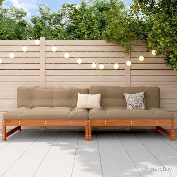 Sofa de jardin milieu Pin massif Brun Cir� 240 x 84 x 70 cm