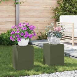 Support de Plante 2 pcs Vert olive 24 x 24 x 35 cm Acier