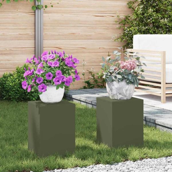 Support de Plante 2 pcs Vert olive 24 x 24 x 35 cm Acier