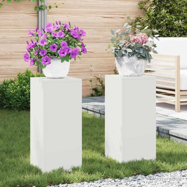 Support de Plante 2 pcs Blanc 24 x 24 x 55 cm Acier