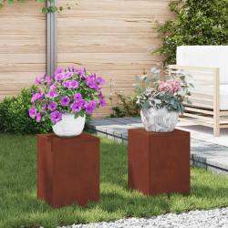 Support de Plante 2 pcs Rouill&eacute; 24 x 24 x 35 cm Acier patin&eacute;
