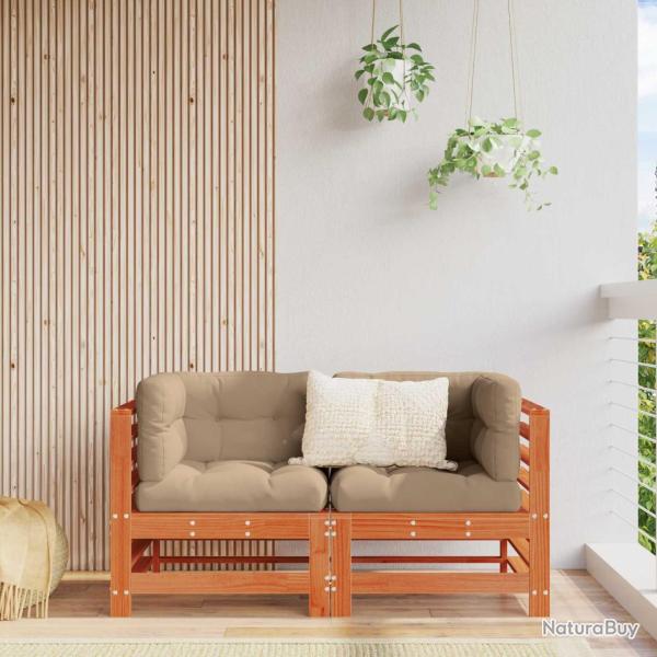 Canap� d'angle de jardin Pin massif Brun Cir�