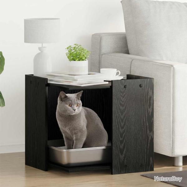 Enceinte pour bac � liti�re pour chat Ch�ne noir