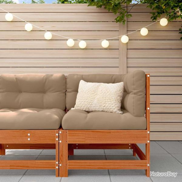 Canap� d'angle de jardin Bois de pin massif Brun cire