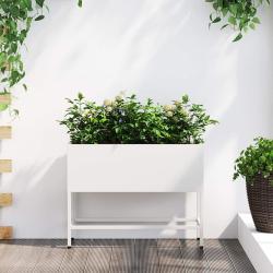 Bac de jardin sur&eacute;lev&eacute; Blanc 60 x 26 x 48 cm Acier