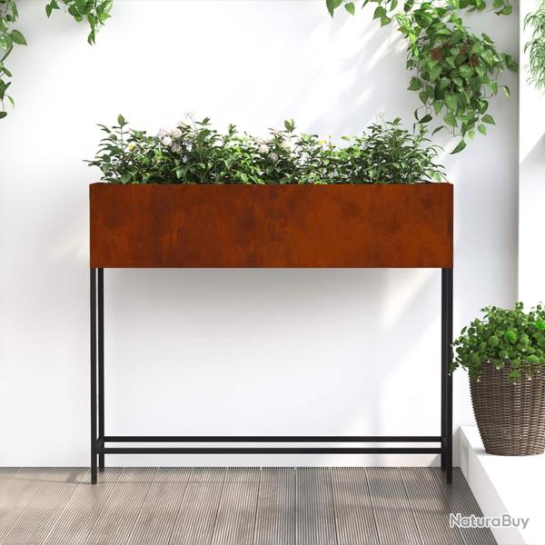 Bac de jardin sur�lev� Rouill� 100 x 26 x 82 cm Acier patin�