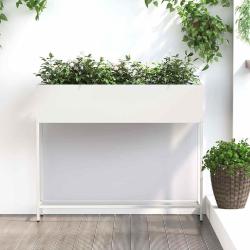 Bac de jardin sur&eacute;lev&eacute; Blanc 100 x 26 x 82 cm Acier