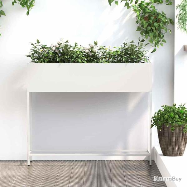 Bac de jardin sur�lev� Blanc 100 x 26 x 82 cm Acier