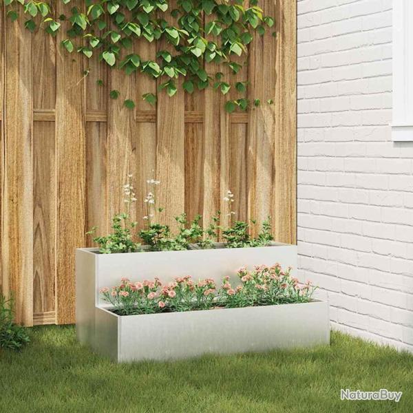 Cache-pot de jardin Argent 100 x 60 x 45 cm Acier inoxydable